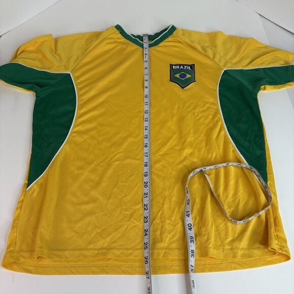 Brazil Soccer Jersey, XL, Rhinox, Yellow And Green, V Neck, Logo - Picture 6 of 6